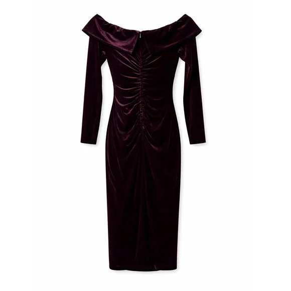 AQUA Formal Plum Velvet Off Shoulder Dress Size 2 NWT - Picture 5 of 7